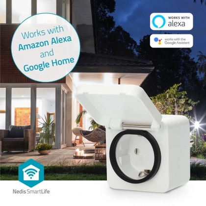 SmartLife Slimme Stekker | Wi-Fi | IP44 | 3680 W | Randaarde stekker | -25 - 55 °C | Android™ / IOS | Grijs / Wit | 1 Stuks