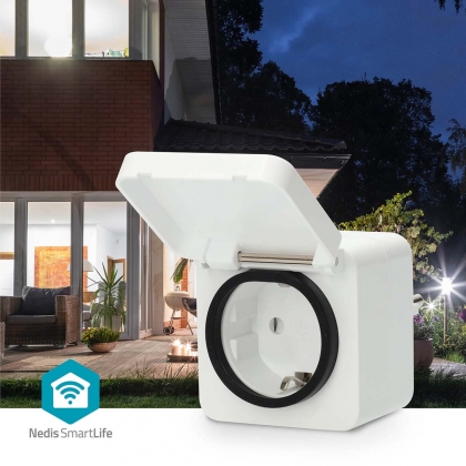 SmartLife Slimme Stekker | Wi-Fi | IP44 | 3680 W | Randaarde stekker | -25 - 55 °C | Android™ / IOS | Grijs / Wit | 1 Stuks