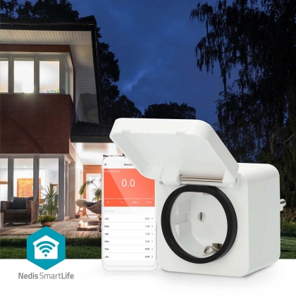 SmartLife Slimme Stekker | Wi-Fi | IP44 | 3680 W | Randaarde stekker | -25 - 55 °C | Android™ / IOS | Grijs / Wit | 1 Stuks