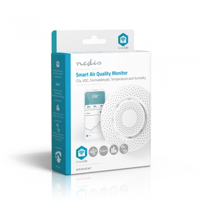 SmartLife Luchtkwaliteitsmonitor | Wi-Fi | Temperatuur / Vluchtige organische stoffen (VOS) / Vochtigheid | Android™ / IOS | Wit