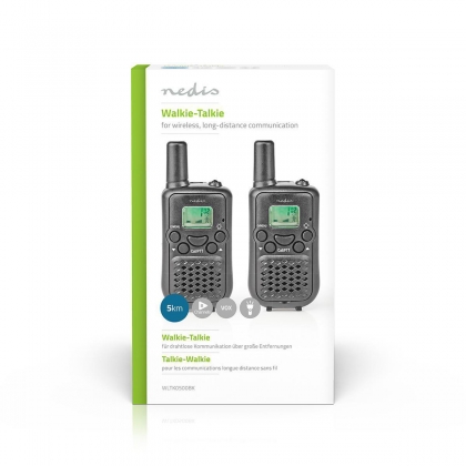 Walkie talkie Set | 2 Handsets | Tot 5 km | Frequentiekanalen: 8 | PTT / VOX | tot 2,5 uur | Zwart