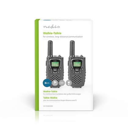 Walkie talkie Set | 2 Handsets | Tot 8 km | Frequentiekanalen: 8 | PTT / VOX | tot 2,5 uur | Koptelefoonoutput | Zwart