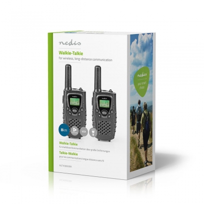 Walkie talkie Set | 2 Handsets | Tot 8 km | Frequentiekanalen: 8 | PTT / VOX | tot 2,5 uur | Koptelefoonoutput | Zwart