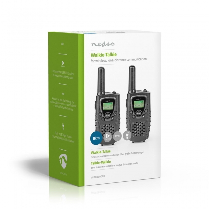 Walkie talkie Set | 2 Handsets | Tot 8 km | Frequentiekanalen: 8 | PTT / VOX | tot 2,5 uur | Koptelefoonoutput | Zwart