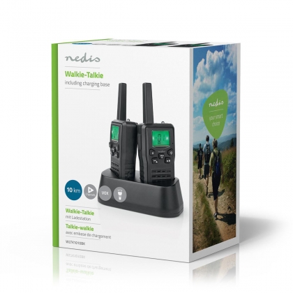 Walkie talkie Set | 2 Handsets | Tot 10 km | Frequentiekanalen: 8 | PTT / VOX | tot 6 uur | Oplaadstation inbegrepen | Koptelefoonoutput | Zwart