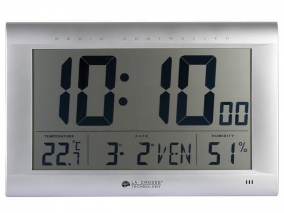 DCF-WANDKLOK MET KALENDER, VOCHTIGHEID, TEMPERATUUR EN ALARM - 41 x 27 x 4,3 cm