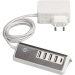 Estilo USB-multilader met 1,50 m textiel kabel 4x USB A + 1x USB C TYPE F