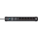 Premium-Line 60.000A stekkerdoos met overspanningsbeveiliging 6-voudig zwart 3m H05VV-F 3G1,5