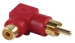 Stereo-Audio-Adapter 90° Haaks RCA Male - RCA Female Rood