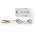 Audioswitch | Input: 2x 3,5 mm Male | Output: 3x 3,5 mm Female + 2,5 mm Female | Bedieningsmogelijkheden: Handmatig | Aantal knoppen: 3