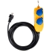 Bouwplaatskabel IP54 met voedingsblok (4-voudige verlenging voor buiten, buitenverdeler met 5m kabel) geel