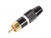 CA051W MANNELIJKE RCA PLUG - VERGULDE STEKKER - ZWARTE BEHUIZING - WITTE RING