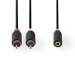 CABP22255AT02 Stereo-Audiokabel | 2x RCA Male | 3,5 mm Female | Verguld | 0.20 m | Rond | Antraciet | Polybag