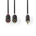 Stereo-Audiokabel | 3,5 mm Male | 2x RCA Male | Verguld | 1.00 m | Rond | Antraciet | Doos