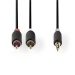 CABW22200AT50 Stereo-Audiokabel | 3,5 mm Male | 2x RCA Male | Verguld | 5.00 m | Rond | Antraciet | Doos