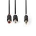 CABW22250AT02 Stereo-Audiokabel | 3,5 mm Male | 2x RCA Female | Verguld | 0.20 m | Rond | Antraciet | Window Box