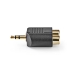 CABW22940AT Stereo-Audioadapter | 3,5 mm Male | 2x RCA Female | Verguld | Recht | ABS | Antraciet | 1 Stuks | Window Box