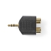 Stereo-Audioadapter | 3,5 mm Male | 2x RCA Female | Verguld | Recht | ABS | Antraciet | 1 Stuks | Doos