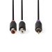 Subwoofer-Kabel | RCA Male | 2x RCA Female | Verguld | 0.20 m | Rond | 4.0 mm | Antraciet | Doos