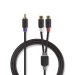 Subwoofer-Kabel | RCA Male | 2x RCA Female | Verguld | 0.20 m | Rond | 4.0 mm | Antraciet | Doos