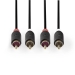 CABW24200AT10 Stereo-Audiokabel | 2x RCA Male | 2x RCA Male | Verguld | 1.00 m | Rond | Antraciet | Doos