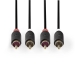 Stereo-Audiokabel | 2x RCA Male | 2x RCA Male | Verguld | 10.0 m | Rond | Antraciet | Doos