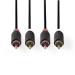 Stereo-Audiokabel | 2x RCA Male | 2x RCA Male | Verguld | 3.00 m | Rond | Antraciet | Doos