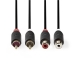 CABW24205AT20 Stereo-Audiokabel | 2x RCA Male | 2x RCA Female | Verguld | 2.00 m | Rond | Antraciet | Doos