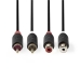 Stereo-Audiokabel | 2x RCA Male | 2x RCA Female | Verguld | 2.00 m | Rond | Antraciet | Doos