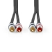 Stereo-Audiokabel | 2x RCA Male | 2x RCA Male | Verguld | 1.50 m | Rond | Antraciet | Doos