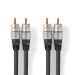 Stereo-Audiokabel | 2x RCA Male | 2x RCA Male | Verguld | 2.50 m | Rond | Antraciet | Doos