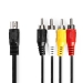 DIN-Audiokabel | DIN 5-Pins Male | 4x RCA Male | Vernikkeld | 1.00 m | Rond | PVC | Zwart | Label