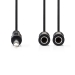 CAGP23110BK02 Stereo-Audiokabel | 6,35 mm Male | 2x 6,35 mm Female | Vernikkeld | 0.20 m | Rond | Zwart | Envelop
