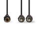 CAGP24020BK02 Subwoofer-Kabel | 2x RCA Male | RCA Female | Vernikkeld | 0.20 m | Rond | 5.0 x 2.5 mm | Zwart | Envelop