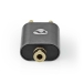 Stereo-Audioadapter | 2x RCA Male | 3,5 mm Female | Verguld | Recht | Aluminium | Gun Metal Grijs | 1 Stuks | Cover Window Box