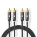 Stereo-Audiokabel | 2x RCA Male | 2x RCA Male | Verguld | 1.00 m | Rond | Grijs / Gun Metal Grijs | Cover Window Box