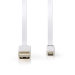USB-Kabel | USB 2.0 | USB-A Male | USB Micro-B Male | 480 Mbps | Verguld | 1.00 m | Plat | PVC | Wit | Polybag