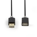 USB-Kabel | USB 2.0 | USB-A Male | USB-A Female | 480 Mbps | Verguld | 2.00 m | Rond | PVC | Antraciet | Doos