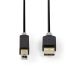 USB-Kabel | USB 2.0 | USB-A Male | USB-B Male | 480 Mbps | Verguld | 3.00 m | Rond | PVC | Antraciet | Window Box