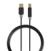 USB-Kabel | USB 2.0 | USB-A Male | USB-B Male | 480 Mbps | Verguld | 3.00 m | Rond | PVC | Antraciet | Window Box