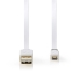 USB-Kabel | USB 2.0 | USB-A Male | USB Micro-B Male | 480 Mbps | Verguld | 1.00 m | Plat | PVC | Wit | Window Box