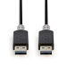 USB-Kabel | USB 3.2 Gen 1 | USB-A Male | USB-A Male | 5 Gbps | Verguld | 2.00 m | Rond | PVC | Antraciet | Doos