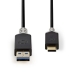 USB-Kabel | USB 3.2 Gen 1 | USB-A Male | USB-C™ Male | 60 W | 5 Gbps | Verguld | 1.00 m | Rond | PVC | Antraciet | Window Box