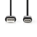 USB-Kabel | USB 2.0 | USB-A Male | USB-C™ Male | 60 W | 480 Mbps | Vernikkeld | 0.10 m | Rond | PVC | Zwart | Blister