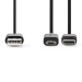 CCGB60610BK10 2-in-1-Kabel | USB 2.0 | USB-A Male | USB Micro-B Male / USB-C™ Male | 480 Mbps | 1.00 m | Vernikkeld | Rond | PVC | Zwart | Blister