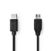 USB-Kabel | USB 2.0 | USB-C™ Male | USB Micro-B Male | 60 W | 480 Mbps | Vernikkeld | 1.00 m | Rond | PVC | Zwart | Blister