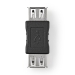 USB-A Adapter | USB 2.0 | USB-A Female | USB-A Female | 480 Mbps | Rond | Vernikkeld | PVC | Zwart | Doos