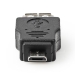 USB Micro-B Adapter | USB 2.0 | USB Micro-B Male | USB-A Female | 480 Mbps | Vernikkeld | PVC | Zwart | Blister