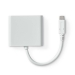 USB Multi-Port Adapter | 3-in-1 | USB 3.2 Gen 1 | USB-C™ Male | HDMI™ Output / USB-A Female / USB-C™ Female | 5 Gbps | 0.10 m | Rond | Vernikkeld | PVC | Wit | Doos