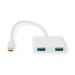 USB Multi-Port Adapter | 2-in-1 | USB 3.2 Gen 1 | USB-C™ Male | 2x USB-A | 1000 Mbps | 0.20 m | Rond | Vernikkeld | PVC | Wit | Blister